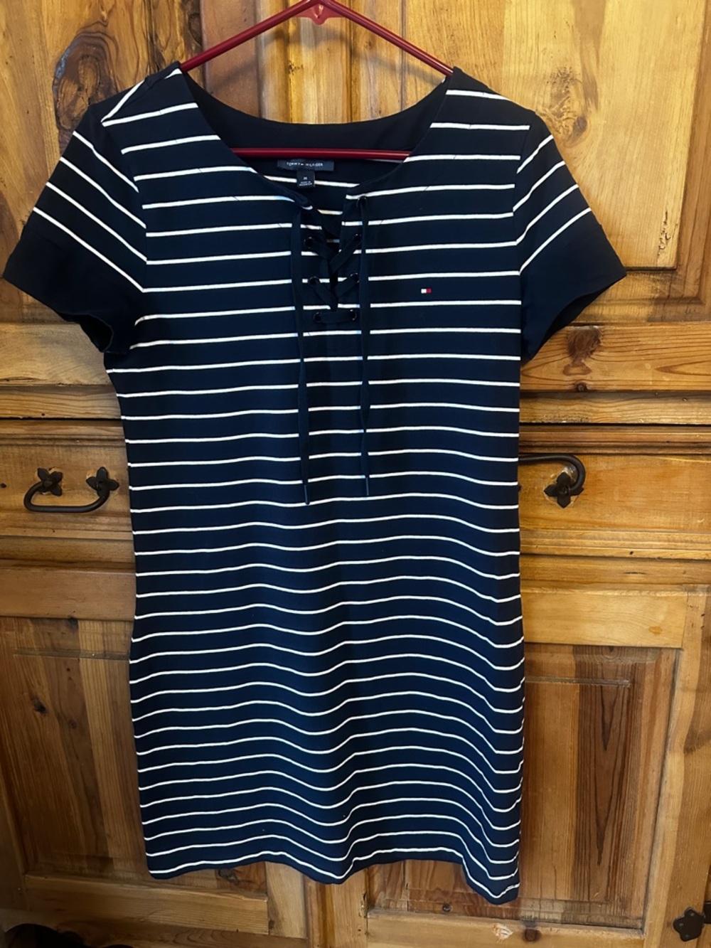 Tommy Hilfiger Navy & White Lace-Up Stripe Nautical Dress